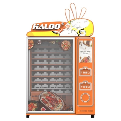 Mesin Penjual Otomatis Makanan Panas Segar Kapasitas Besar Dengan Oven Microwave Ganda