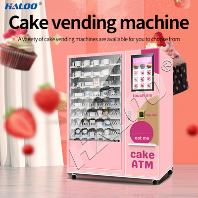 Sistem Angkat Kulkas Mesin Penjual Otomatis Cupcake Salad Mesin Penjual Makanan Segar Dengan Layar Sentuh 21,5 inci