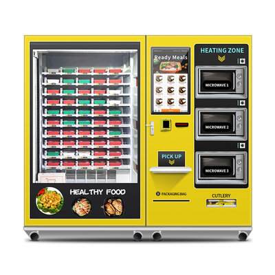 GYM Makanan Sehat Diet Bergizi Mesin Penjual Otomatis Mesin Penjual Makanan Panas Disesuaikan Semi-Otomatis Dengan 3 Microwave
