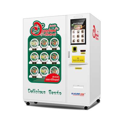 Sepenuhnya Otomatis Pembekuan Makanan Pembekuan Makanan Mesin Penjual Kotak Makan Siang dengan Pemanasan Microwave Dan Port Penjemputan Sendok Garpu