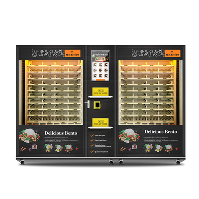 Kapasitas Besar 2 Lemari Mesin Penjual Makanan Panas dengan Pemanasan Microwave dan Layar Sentuh Cerdas