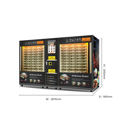 Kapasitas Besar 2 Lemari Mesin Penjual Makanan Panas dengan Pemanasan Microwave dan Layar Sentuh Cerdas