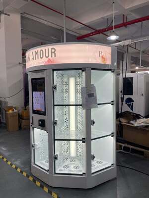 Haloo Mesin Penjual Bunga Segar Putih 13 Loker Bunga Besar Hot Selling untuk Shopping Mall Sistem Pembayaran Kartu Kredit