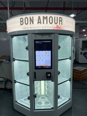 Haloo Mesin Penjual Bunga Segar Putih 13 Loker Bunga Besar Hot Selling untuk Shopping Mall Sistem Pembayaran Kartu Kredit