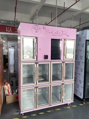 Haloo vending machine supplier double-layer glass anti fog stainless steel fully automatic 10 lockers flower vending machine