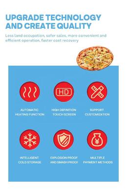 Haloo 55-inch Touchscreen Fresh Pizza Vending Machine Color-coated Steel Panel Foam