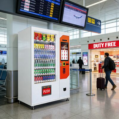 21Mesin Jual Minuman dan Makanan ringan layar sentuh 0,5-inci dengan fungsi lift untuk mal, stasiun, dan gedung kantor