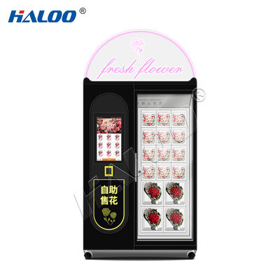 Haloo vending machine supplier 16 grid automatic flower vending machine, using metal sheet and refrigeration system