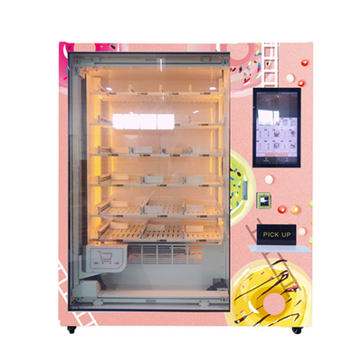 Sistem Angkat Kulkas Mesin Penjual Otomatis Cupcake Salad Mesin Penjual Makanan Segar Dengan Layar Sentuh 21,5 inci