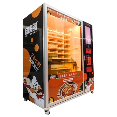 Mesin Penjual Otomatis Makanan Panas Segar Kapasitas Besar Dengan Oven Microwave Ganda