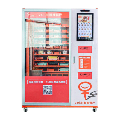 Mesin Penjual Otomatis Makanan Panas Segar Kapasitas Besar Dengan Oven Microwave Ganda