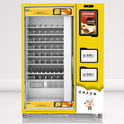 Mesin Penjual Makanan Ritel Otomatis Dengan Kulkas Dan Microwave Ganda