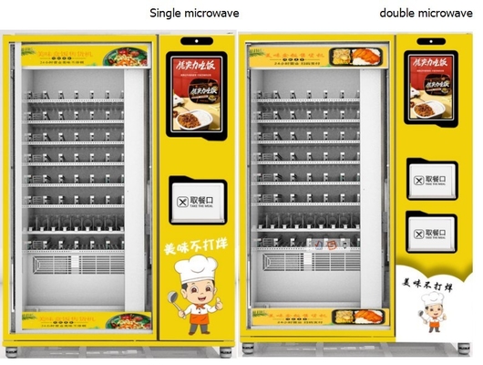 Mesin Penjual Makanan Ritel Otomatis Dengan Kulkas Dan Microwave Ganda