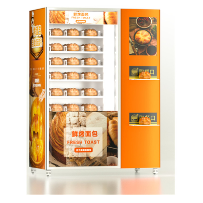 Layar Sentuh Mesin Penjual Makanan Segar Kue Manis Roti Sushi Salad Cupcakes Mesin Penjual Otomatis Dengan Lift