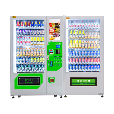 Mesin Penjual Minuman Dan Makanan Ringan Combo Kapasitas Besar Dengan Mesin Penjual Otomatis Kombinasi Kabinet Ganda
