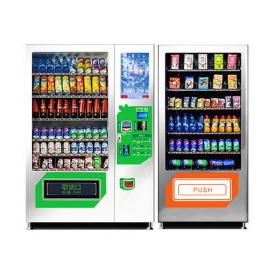 Mesin Penjual Minuman Dan Makanan Ringan Combo Kapasitas Besar Dengan Mesin Penjual Otomatis Kombinasi Kabinet Ganda