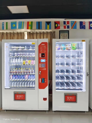 Mesin Penjual Minuman Dan Makanan Ringan Combo Kapasitas Besar Dengan Mesin Penjual Otomatis Kombinasi Kabinet Ganda