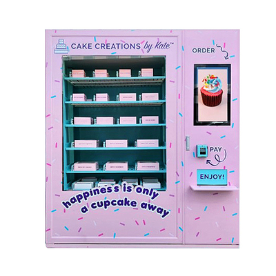 8 Rak Taburan Mesin Penjual Cupcake Dengan Lift Dan Kulkas