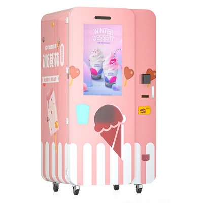 Mesin Penjual Otomatis Es Krim Lembut Membuat Cepat Dengan Lampu Warna-warni LED Yang Menarik Dan Kotak Lampu LED